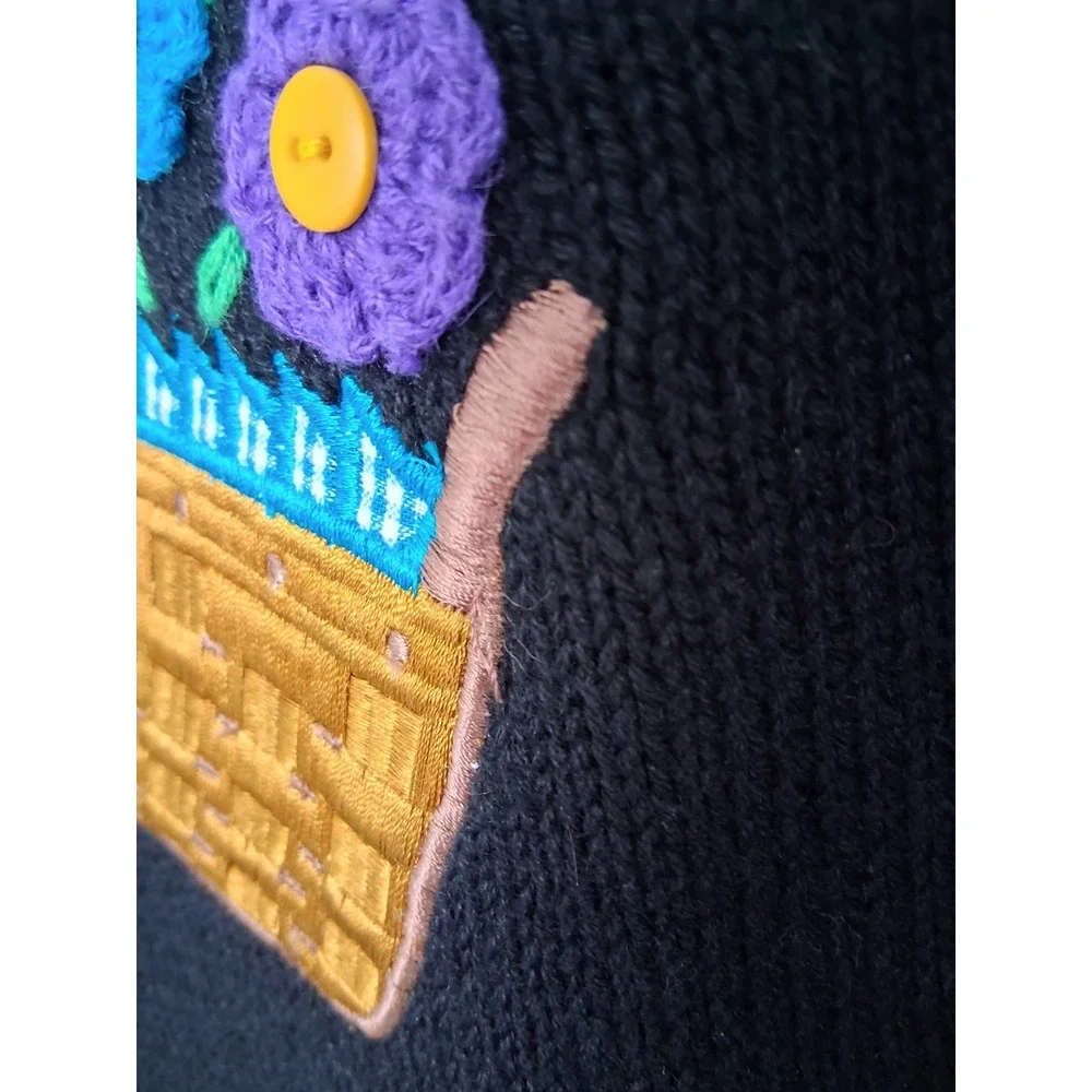 Vintage Floral 3D Embroidered Sweater Vest Size Med Granny Core‎ Cottage Core